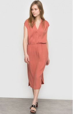 Bahar Maroon Floral Frill Dress