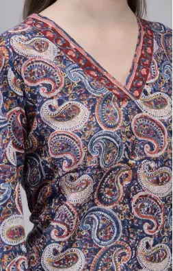 Dark Blue Cotton Hand Block Printed Co-ord Set