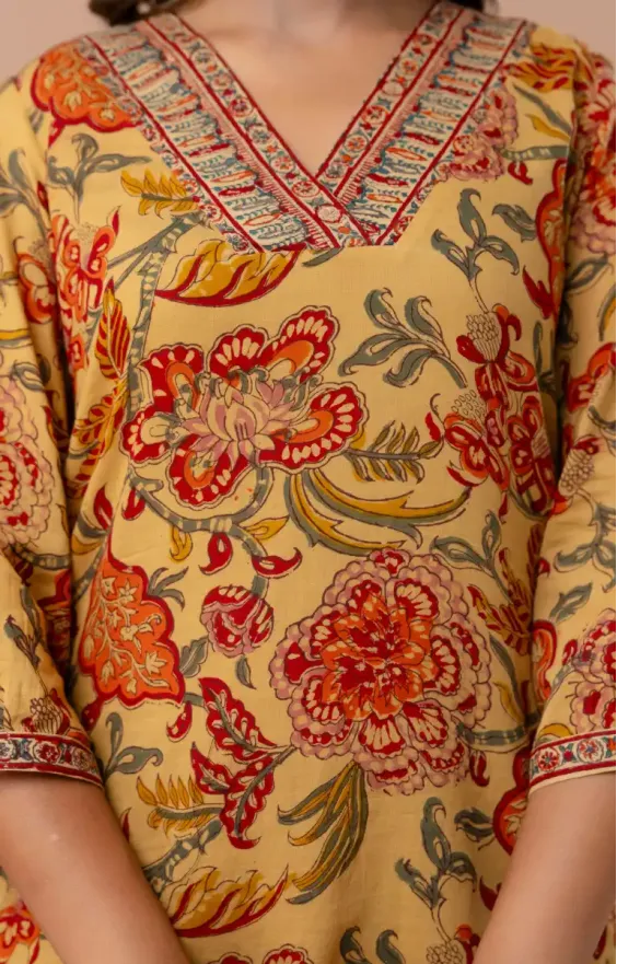 Golden Red V-neck Co-ord Set