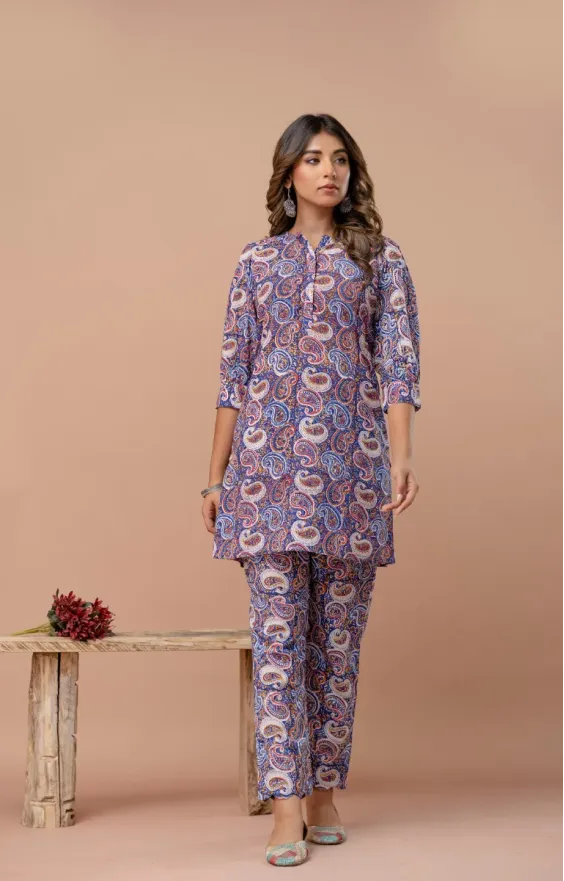 Blue Paisley Co-ord Set