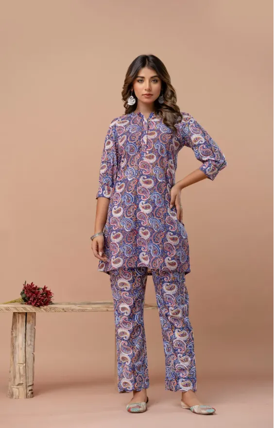 Blue Paisley Co-ord Set