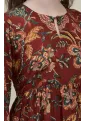 Bahar Maroon Floral Frill Dress