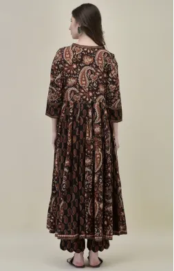 Paisley Dark Brown Anarkali Set