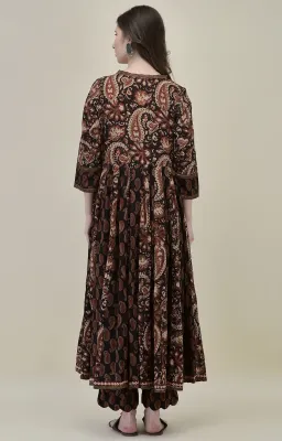 Paisley Dark Brown Anarkali Set