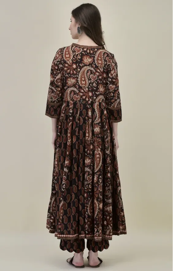 Paisley Dark Brown Anarkali Set