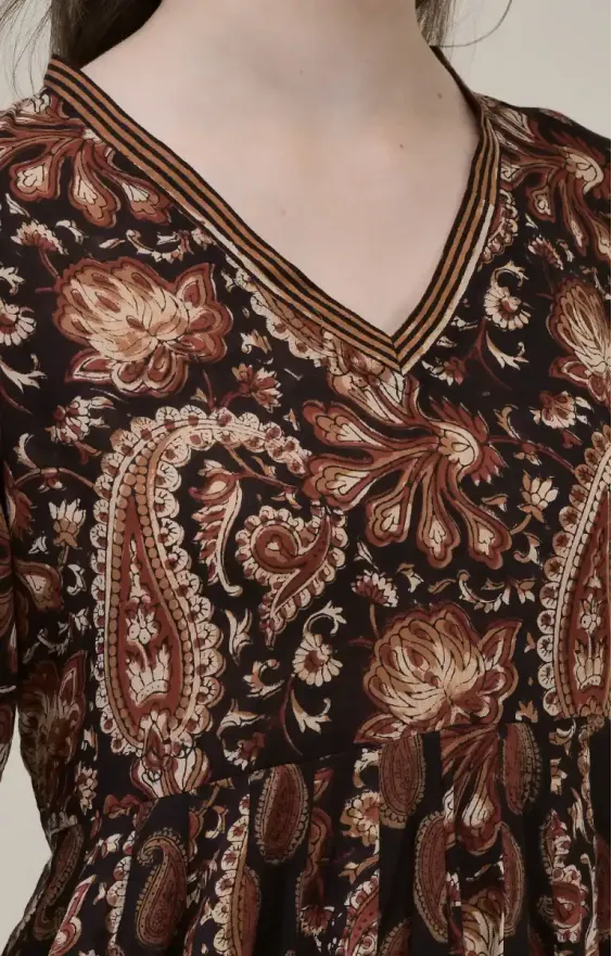 Paisley Dark Brown Anarkali Set