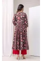 Bagru Black Red Anarkali Set