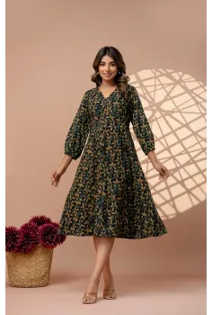 Moongia Green Yellow Dress