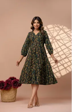 Moongia Green Yellow Dress