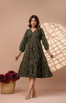 Moongia Green Yellow Dress