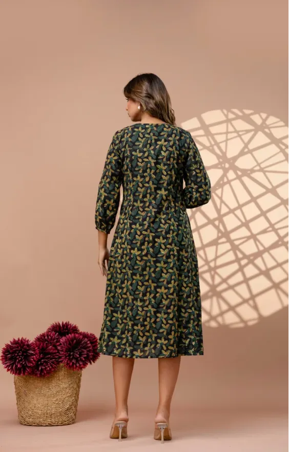 Moongia Green Yellow Dress
