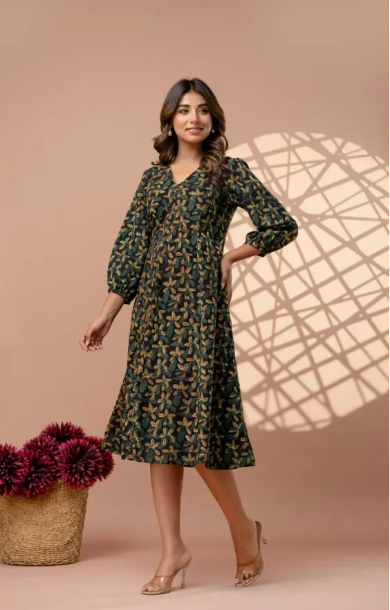 Moongia Green Yellow Dress