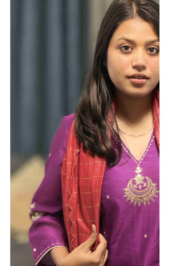 Deep Purple Mal Kurta (Without Dupatta)