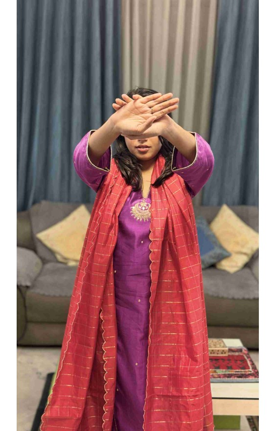 Deep Purple Mal Kurta (Without Dupatta)