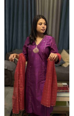 Deep Purple Mal Kurta (Without Dupatta)