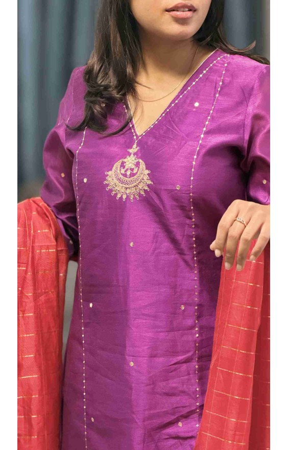 Deep Purple Mal Kurta (Without Dupatta)