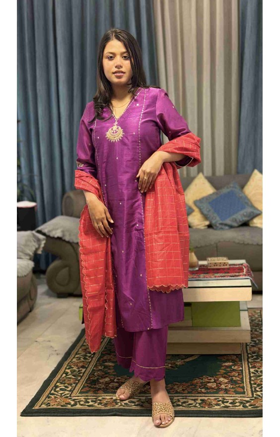 Deep Purple Mal Kurta (Without Dupatta)