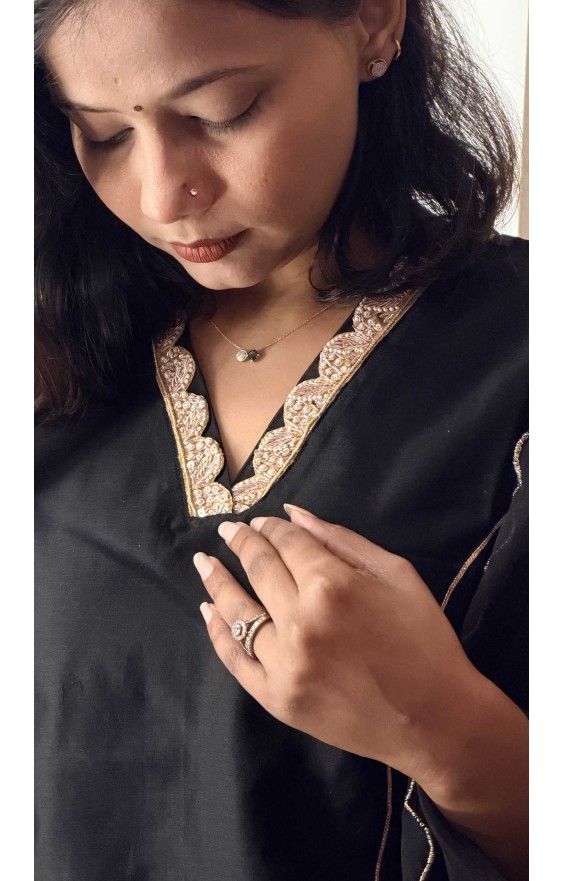 Deep Space Black Mal Kurta (Without Dupatta)