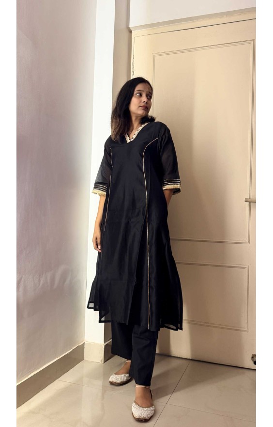 Deep Space Black Mal Kurta (Without Dupatta)