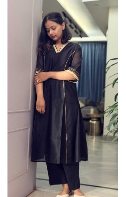 Deep Space Black Mal Kurta (Without Dupatta)