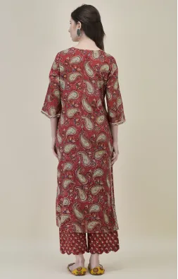Red Paisley Straight Suit