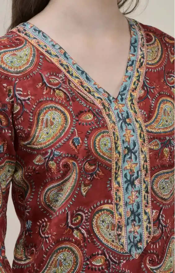 Red Paisley Straight Suit