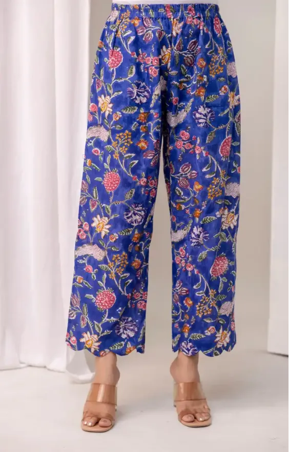 Blue Red Floral A-line Suit