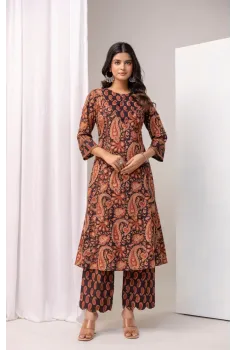 Paisley Dark Brown A-line Suit