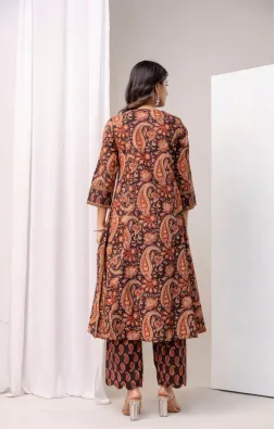 Paisley Dark Brown A-line Suit