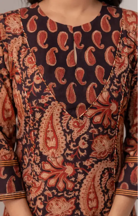 Paisley Dark Brown A-line Suit