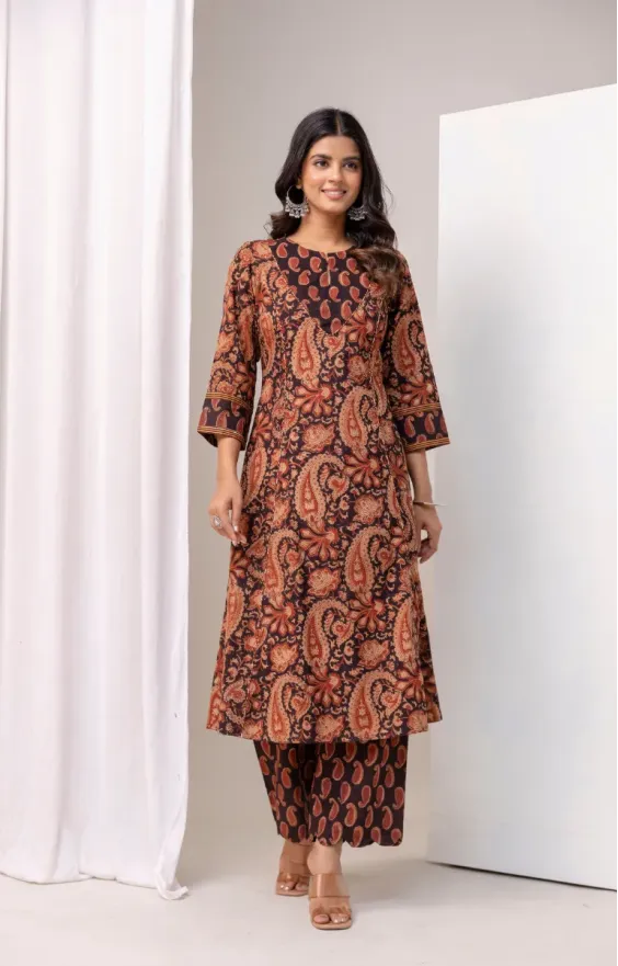 Paisley Dark Brown A-line Suit