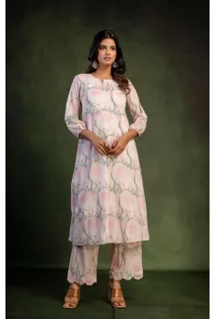 Cream Green A-line Suit