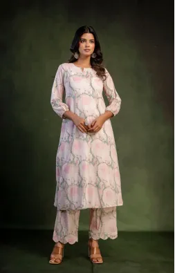 Cream Green A-line Suit
