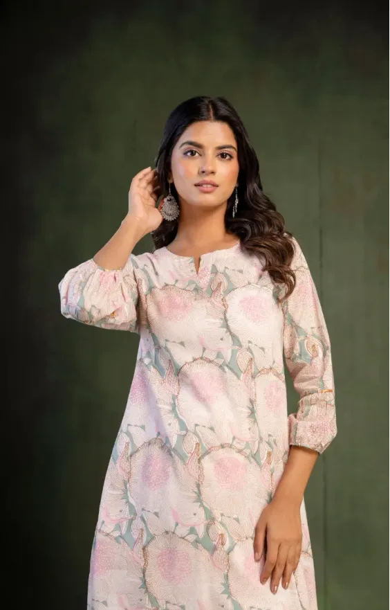 Cream Green A-line Suit