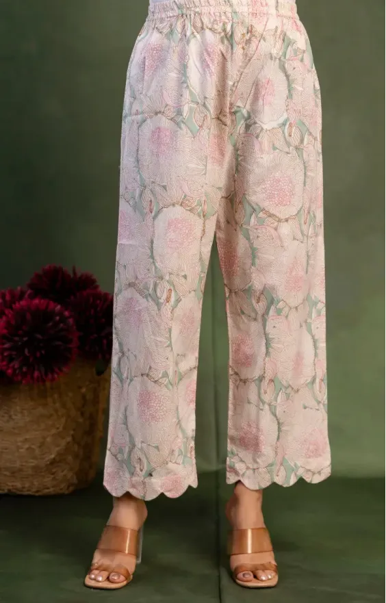 Cream Green A-line Suit