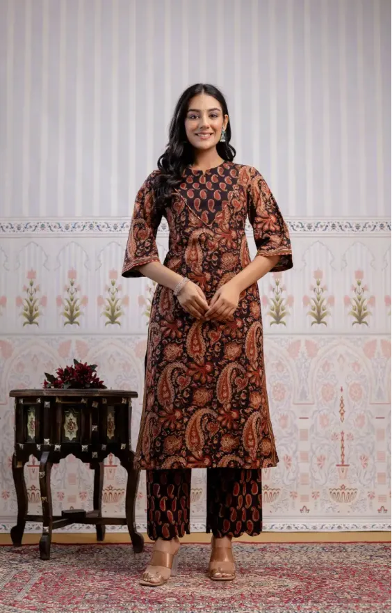Paisley Dark Brown Straight Suit