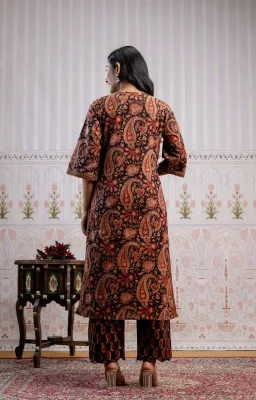 Paisley Dark Brown Straight Suit