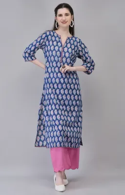 Blue Pink Booti Kurta Set