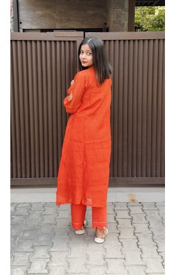 Cosmic Orange Mal Suit  (Without Dupatta)