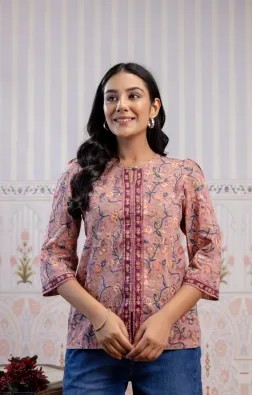 Pink Blue Cotton Top