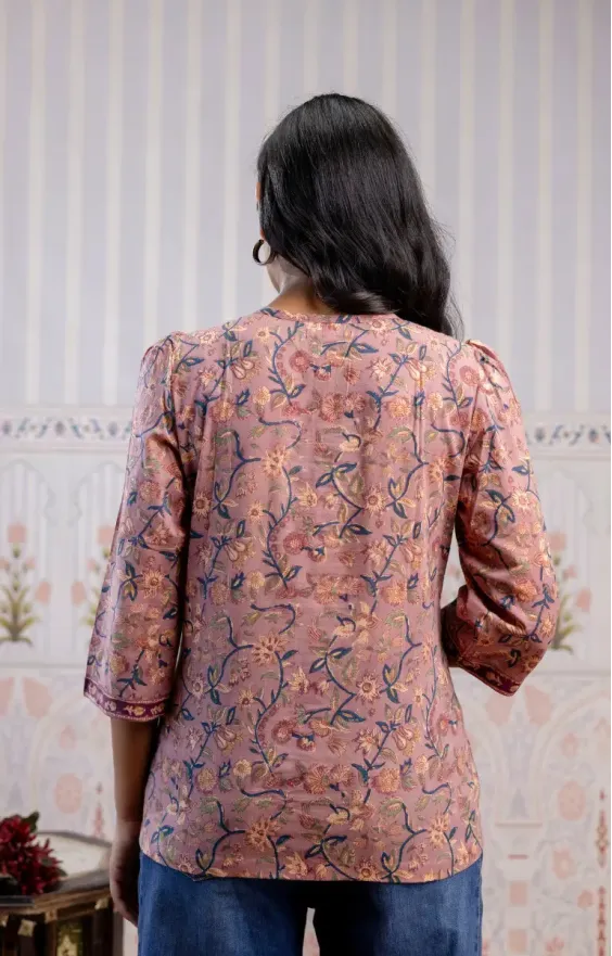 Pink Blue Cotton Top