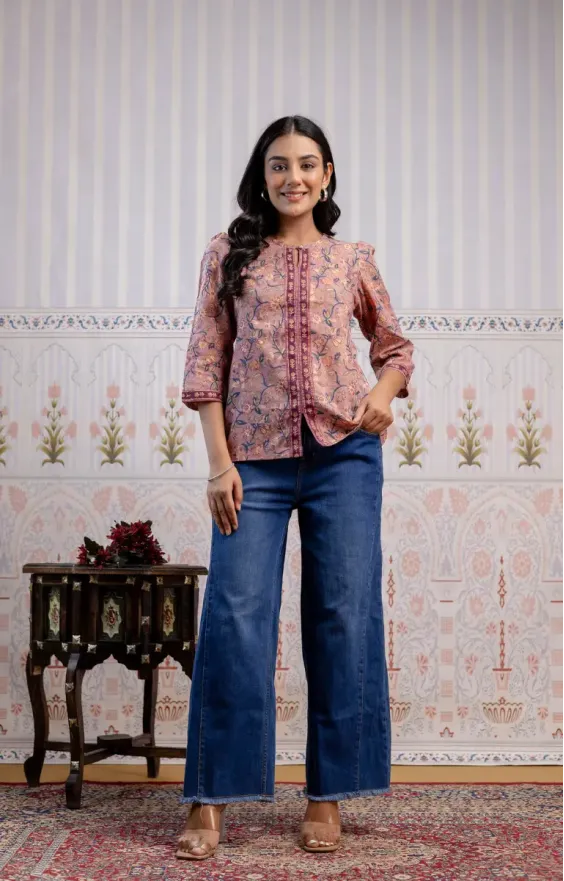 Pink Blue Cotton Top