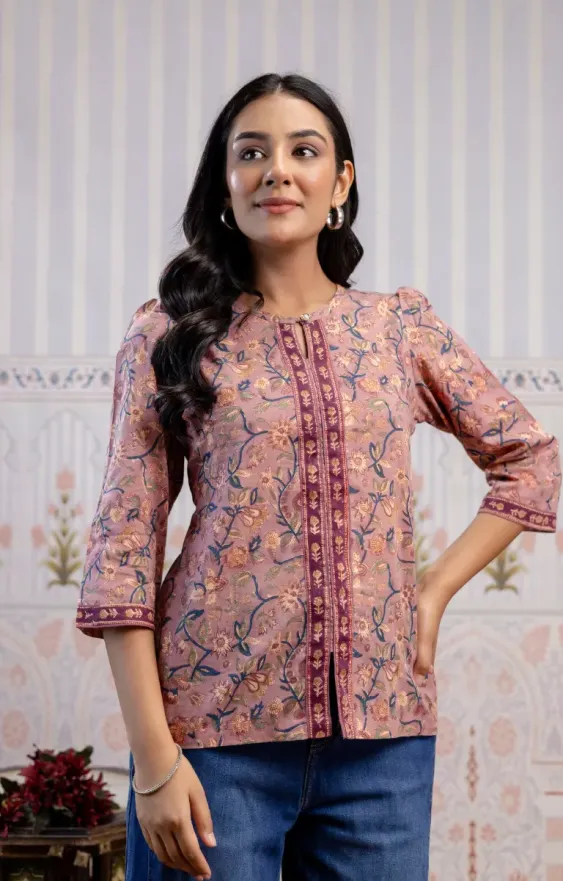 Pink Blue Cotton Top