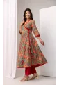 Cloud Grey Angrakha Cotton Suit Set with Hand Block Prints