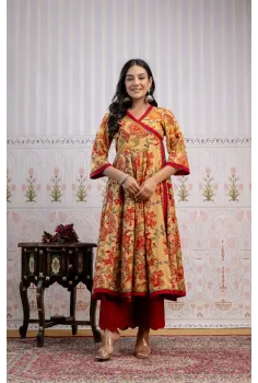 Hansa Golden Red Angrakha Set