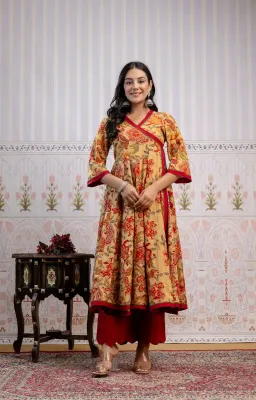 Hansa Golden Red Angrakha Set