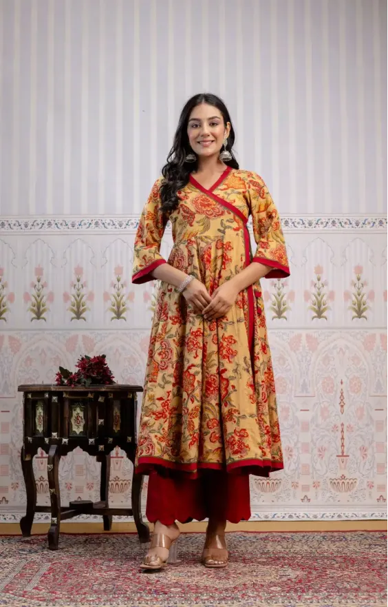 Hansa Golden Red Angrakha Set