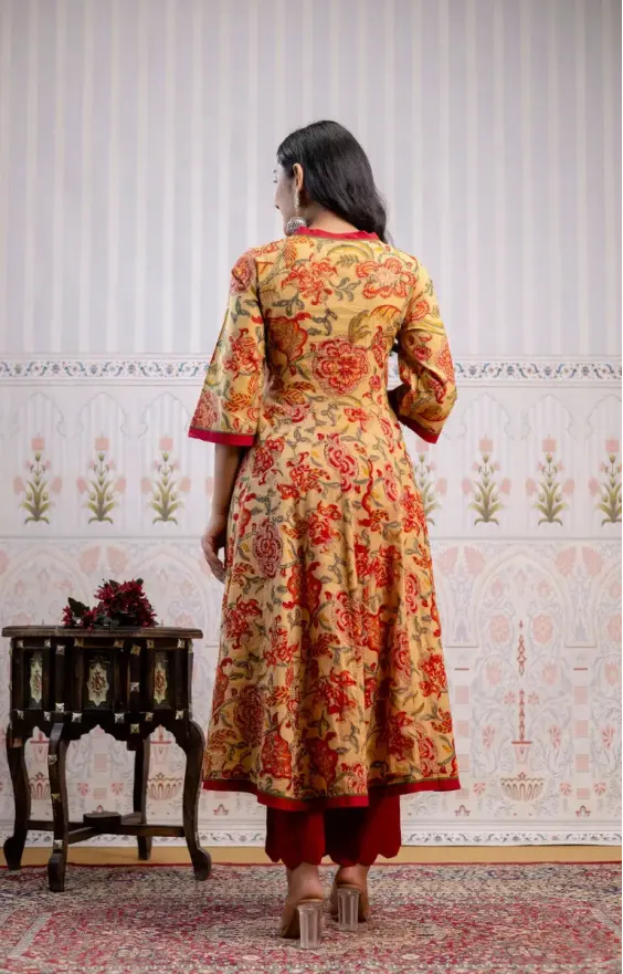 Hansa Golden Red Angrakha Set