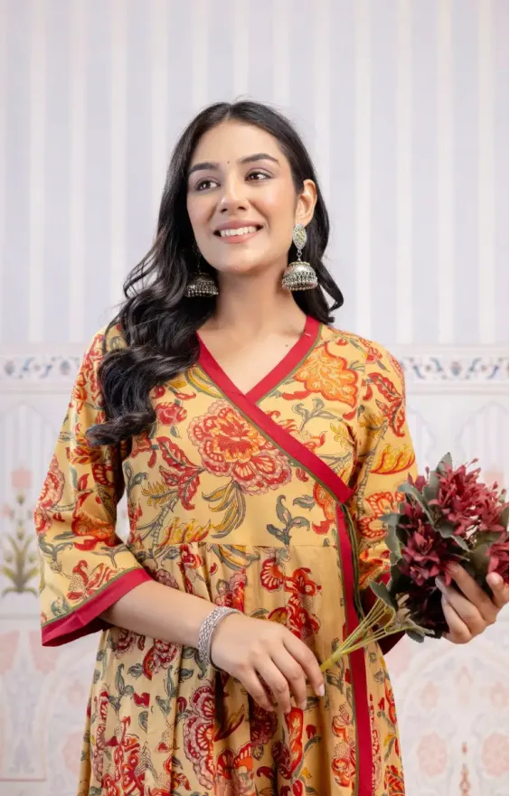 Hansa Golden Red Angrakha Set