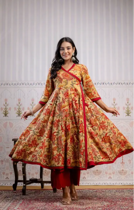 Hansa Golden Red Angrakha Set